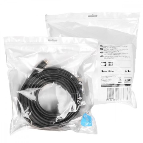 Kabel HDMI v2.0 15 m pozłacany TB