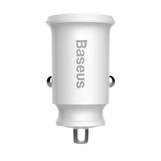Mini ładowarka samochodowa do telefonu 2x USB Grain Car Charger biały BASEUS