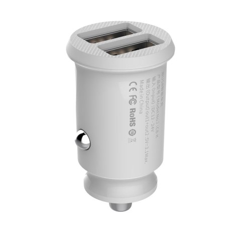 Mini ładowarka samochodowa do telefonu 2x USB Grain Car Charger biały BASEUS