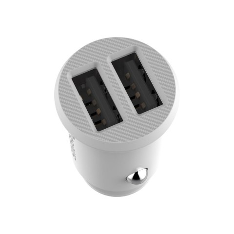 Mini ładowarka samochodowa do telefonu 2x USB Grain Car Charger biały BASEUS