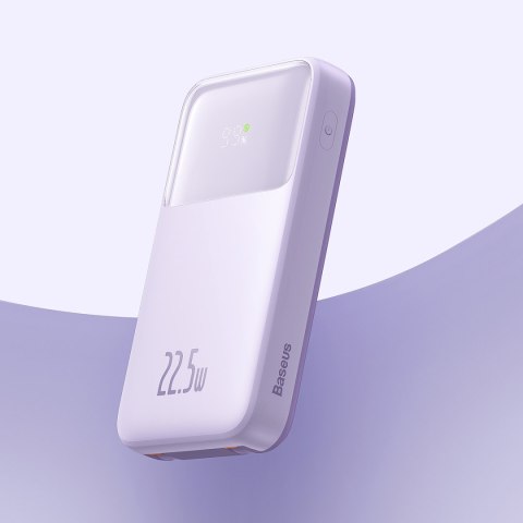 Powerbank z wyświetlaczem 20000mAh 22.5W Comet Series + kabel USB-A - USB-C 0.3m fioletowy BASEUS