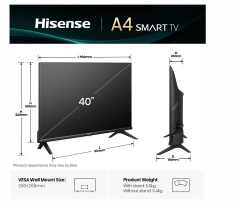 Telewizor LED 40 cali 40A4Q Hisense