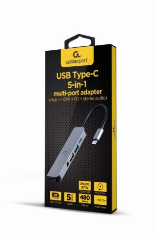 Adapter USB-C 5w1, PD, HDMI, Audio, USB 3.1, USB 2.0 Gembird