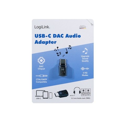 Adapter audio USB-C/M na 3.5mm/F, DAC, EQ LogiLink