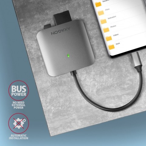 CRE-S3C Czytnik zewnętrzny kart USB-C 3.2 GEN 1, 3-slot & lun SD/microSD/CF, obsługa UHS-II AXAGON