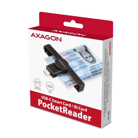 CRE-SMPC Czytnik kart identyfikacyjnych PocketReader USB-C AXAGON