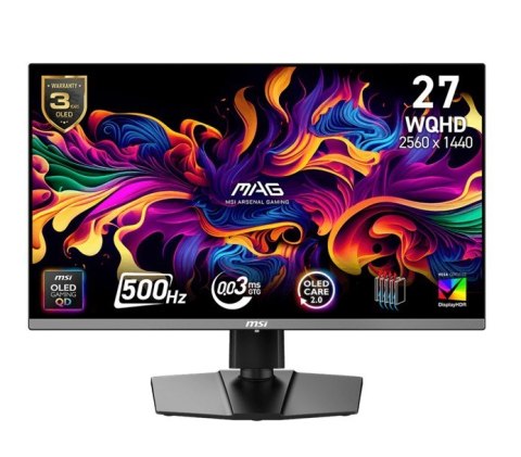 Monitor MAG 272QP QD-OLED X50/26.5 cala/QD-OLED/WQHD/Flat/500Hz/Black MSI