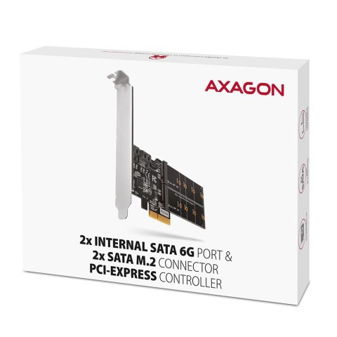 PCES-SA4M2 Kontroler PCIe 2x wewnętrzny port SATA 6G + 2x wewnętrzny port M.2 B-key SATA, SP & LP AXAGON
