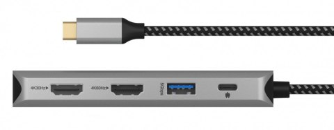 Stacja dokująca IB-DK4012-CPD 9w1, 2x HDMI, 4K60Hz, 3xUSB, 100W PD,LAN, Czytnik kart IcyBox