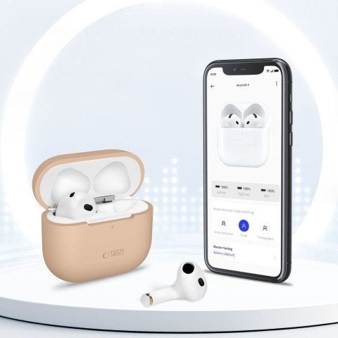 Etui ochronne silikonowe na słuchawki Apple AirPods 4 - beżowe Tech-Protect