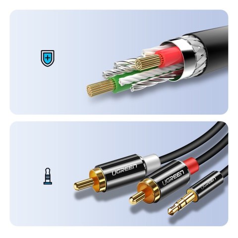 Kabel przewód audio 3.5mm mini jack - 2RCA 3m czarny UGREEN