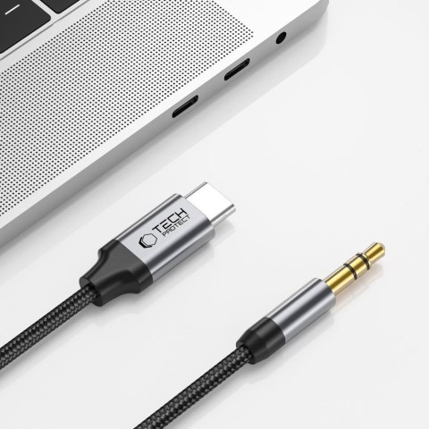 Kabel przewód audio USB-C - mini jack 3.5mm 1 m - czarny Tech-Protect