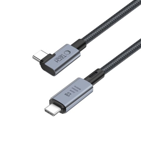 Kabel przewód kątowy i prosty USB-C 4.0 PD 240W 8K 40Gbps 1.5m - szary Tech-Protect