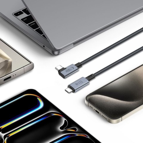 Kabel przewód kątowy i prosty USB-C 4.0 PD 240W 8K 40Gbps 1.5m - szary Tech-Protect