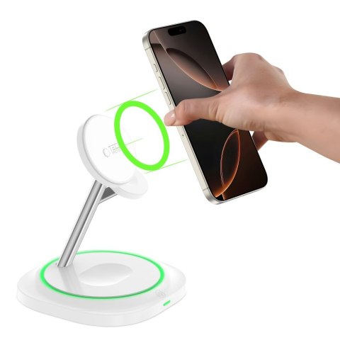 Ładowarka indukcyjna 3w1 do smartfona smartwatcha słuchawek Magnetic MagSafe - biała Tech-Protect