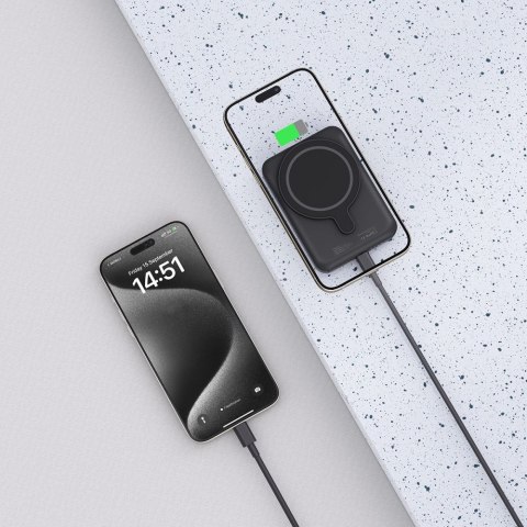 Powerbank magnetyczny 5000mAh LifeMag PB10 MagSafe 15W USB-C z kablem USB-C - czarny Tech-Protect