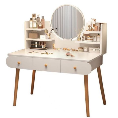 Toaletka Kosmetyczna Z Lustrem Trzy Szuflady Biała 100x40x120cm LEAN