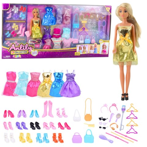 Duży Zestaw Modowy Kolekcja Anlily Lalka Sukienki Akcesoria 65el. LEAN Toys