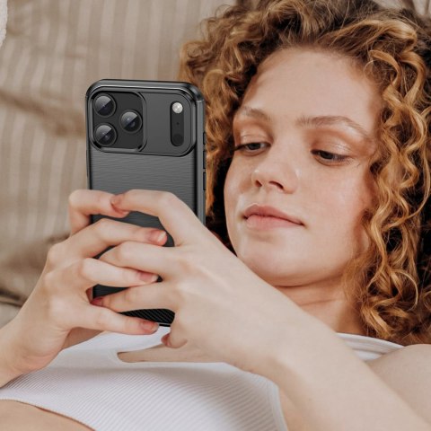 Etui pokrowiec ochronny na iPhone 17 Pro Max Carbon Case - czarne HURTEL