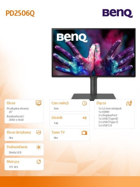 Monitor 25 cali PD2506Q QHD 5ms/2K/IPS/GL/HDMI Benq