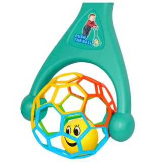 Pchacz Z Elastyczną Piłką Grzechocząca Kulka Turkusowa LEAN Toys
