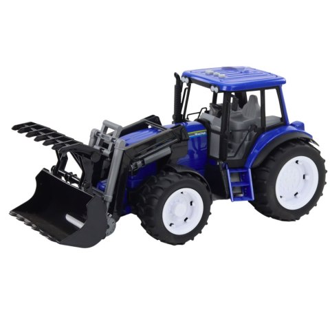 Traktor Farmerski Z Ruchomą Łyżką Światła Dźwięki Niebieski 1:10 LEAN Toys
