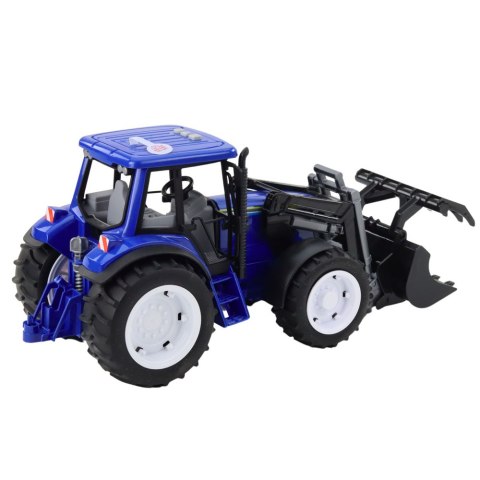 Traktor Farmerski Z Ruchomą Łyżką Światła Dźwięki Niebieski 1:10 LEAN Toys