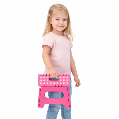 Stołek Składany Podnóżek Stopień Taboret Antypoślizgowy Różowy 24 x 19 cm LEAN