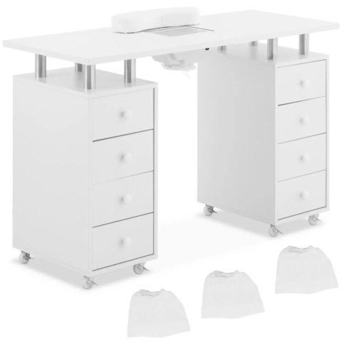Biurko kosmetyczne do manicure z pochłaniaczem 8 szuflad 119 x 45 x 77 cm Physa