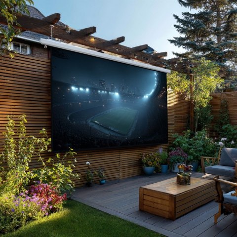 Ekran projekcyjny elektryczny MC-561 135 300x168cm 16:9 sterowanie ścienne i z pilota Maclean