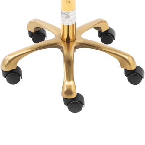 Krzesło taboret hoker kosmetyczny z oparciem na kółkach do 150 kg GELA czarno złoty Physa