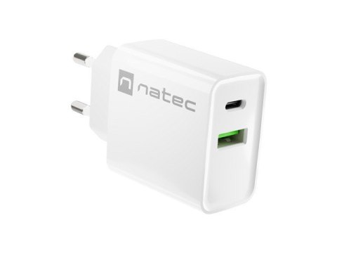 Ładowarka sieciowa Ribera 1x USB-A + 1x USB-C 20W Biała Natec