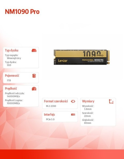 Dysk SSD NM1090 Pro 1TB Gen5 14000/10000 Lexar