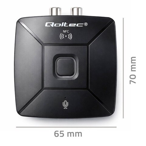 Bezprzewodowy transmiter odbiornik Audio HiFi Home&Car | Bluetooth 6.0 | NFC | 2 x RCA | 1 x AUX MiniJack 3.5mm | Mikrofon Qoltec