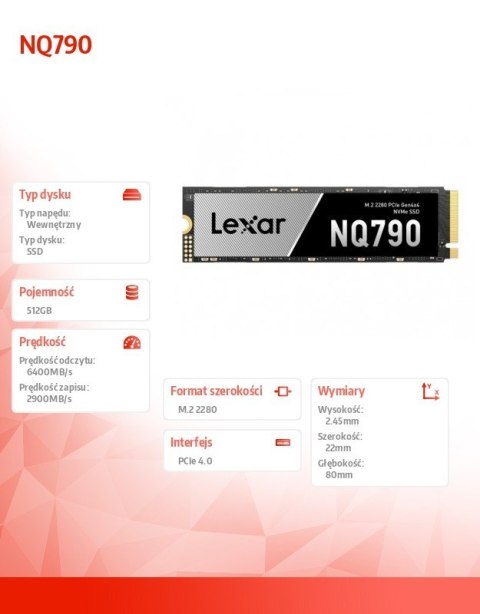 Dysk SSD NQ790 512MB NVMe 4x4 2280 6400/2900MB/s Lexar