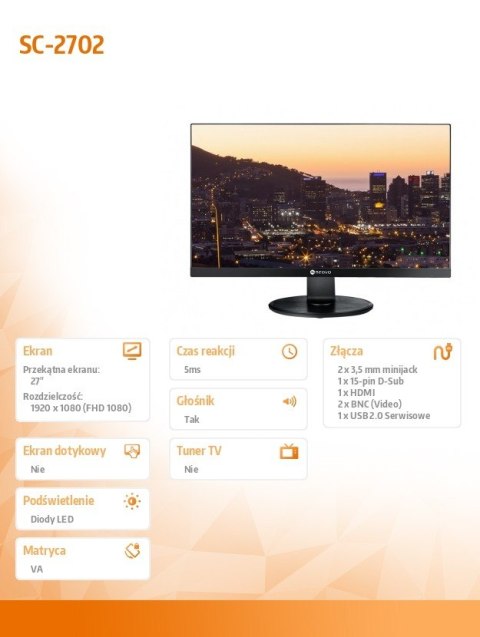 Monitor 27 cali SC-2702 LED VA FHD HDMI VGA BNC AG NEOVO