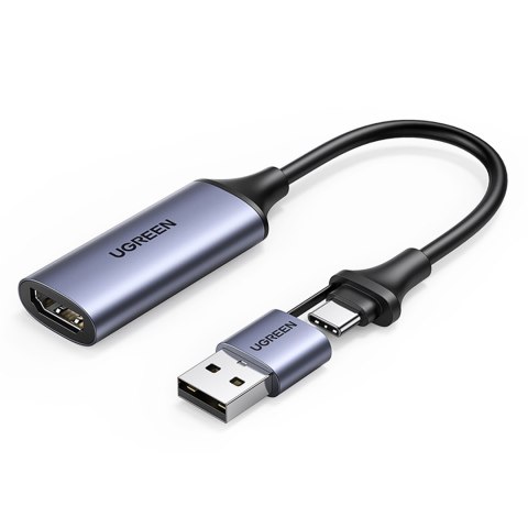 Adapter przejściówka HDMI (żeński) - USB-A / USB-C (męski) - szary UGREEN