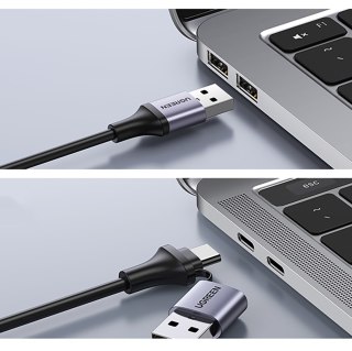 Adapter przejściówka HDMI (żeński) - USB-A / USB-C (męski) - szary UGREEN