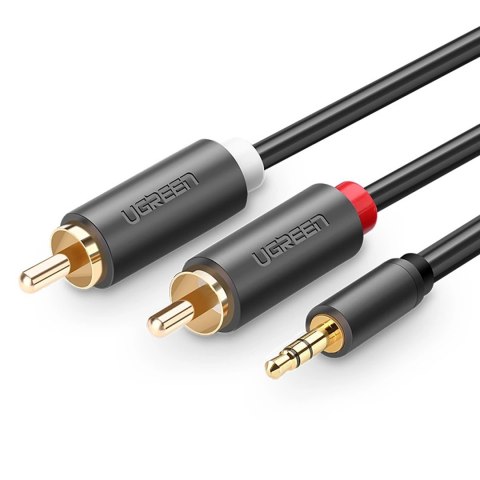 Kabel przewód audio 3.5 mm mini jack (męski) - 2RCA (męski) 1m - szary UGREEN