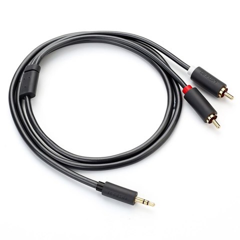 Kabel przewód audio 3.5 mm mini jack (męski) - 2RCA (męski) 1m - szary UGREEN