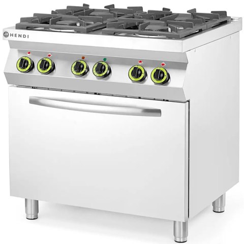 Kuchnia gazowa 4 palniki z elektrycznym piekarnikiem konwekcyjnym GN1/1 Kitchen Line - Hendi 225882 Hendi