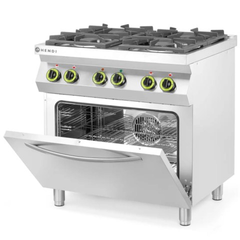 Kuchnia gazowa 4 palniki z elektrycznym piekarnikiem konwekcyjnym GN1/1 Kitchen Line - Hendi 225882 Hendi