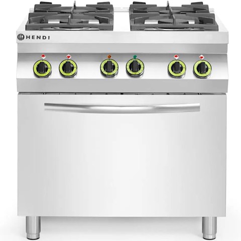 Kuchnia gazowa 4 palniki z elektrycznym piekarnikiem konwekcyjnym GN1/1 Kitchen Line - Hendi 225882 Hendi