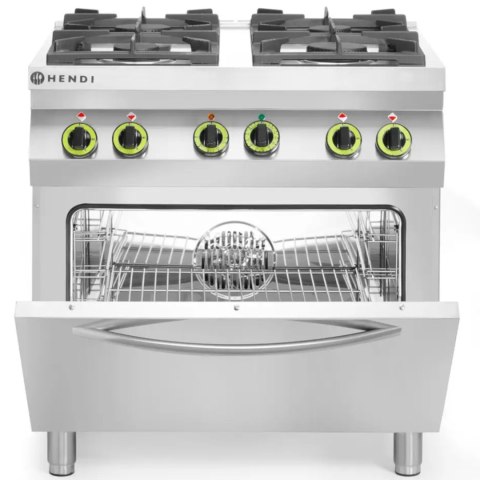 Kuchnia gazowa 4 palniki z elektrycznym piekarnikiem konwekcyjnym GN1/1 Kitchen Line - Hendi 225882 Hendi