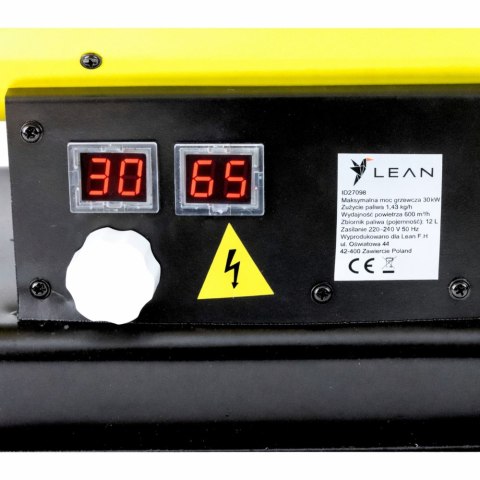 Nagrzewnica Spalinowa Olejowa 30KW Wyświetlacz LCD Termostat LEAN