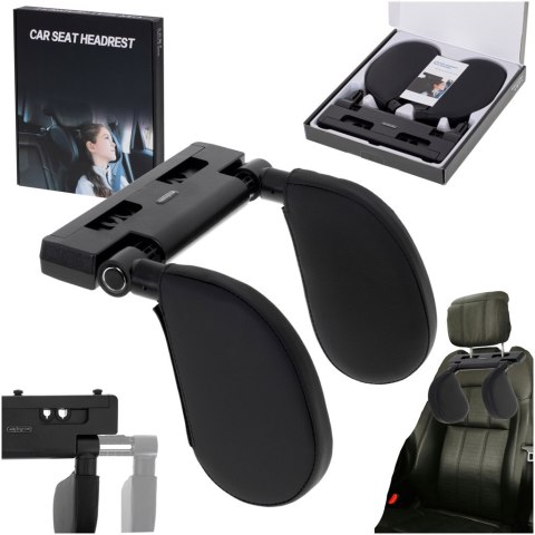 Zagłówek samochodowy poduszka podróżna oparcie na głowę szyje do samochodu regulowane czarny Kik Sp. z o. o. Sp. k.