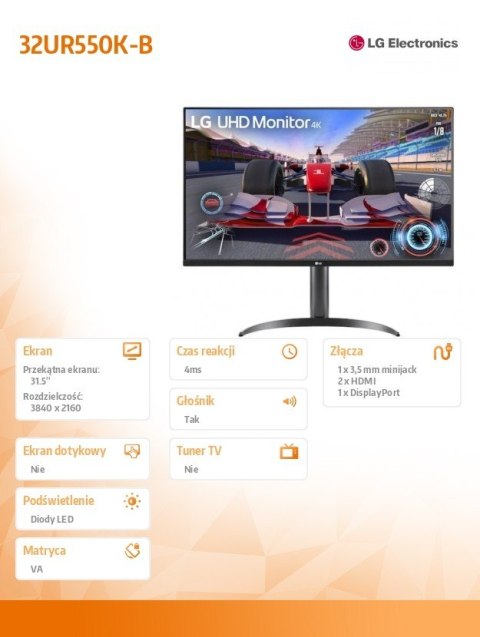 Monitor 32 cale 32UR550K-B LG Electronics