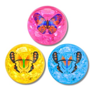 Elastyczna Piłka Do Odbijania Z Kauczuku Konfetti Motyl Świeci Mix 9 cm LEAN Toys
