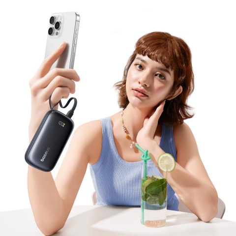 Powerbank 10000mAh 22.5W z wyświetlaczem odłączanym kablem - czarny BASEUS