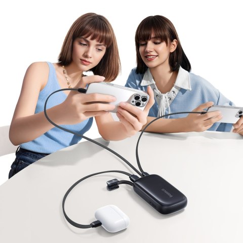 Powerbank 10000mAh 22.5W z wyświetlaczem odłączanym kablem - czarny BASEUS